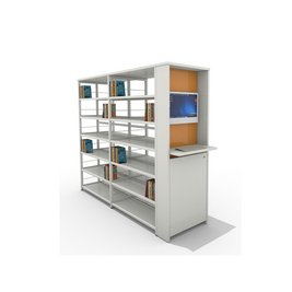 Stirnseite mit integriertem OPAC für Regal